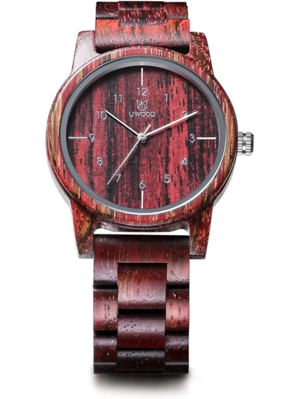 Men's Red Analog Unisex Natural Handmade Adjustable Waterproof Wooden Watch
